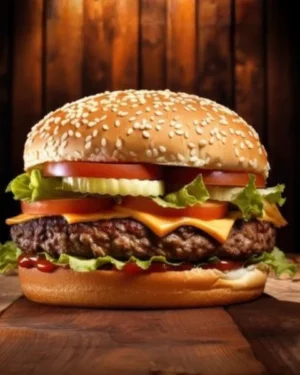 Hamburguesa con doble papas